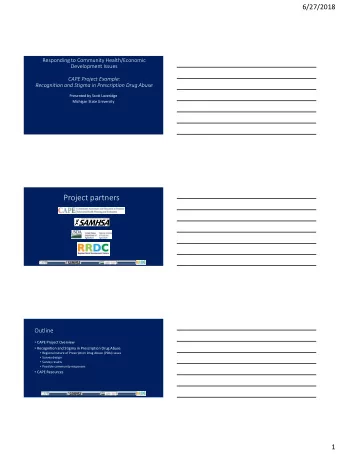 Project partners  Outline  CAPE Project Overview  Recognition and Stigma in Prescription Drug