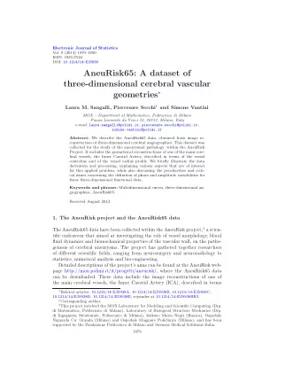 AneuRisk65: A dataset of  three-dimensional cerebral vascular geometries  Laura M. Sangalli,