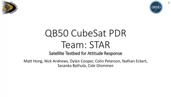 QB50 CubeSat PDR  Team: STAR  Satellite Testb  tbed for  r Attitude Response  Matt Hong, Nick