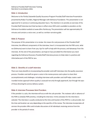 Slide 1: Introduction  Welcome to the Florida Statewide Quality Assurance Program Provider/Staff