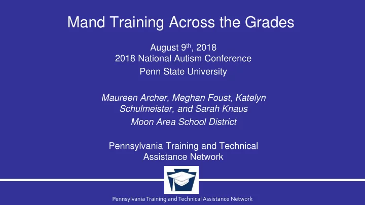 mand training across the grades