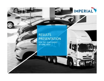 RESULTS  PRESENTATION FOR THE YEAR ENDED 30 JUNE 2016  AGENDA  OPERATIONS  FINANCIAL  LOOKING