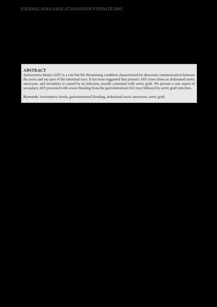 aortoenteric fjstula clinical case presentation