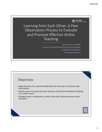 Learning from Each Other: A Peer  Observation Process to Evaluate  and Promote Effective Online