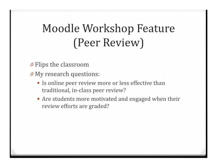 moodle workshop feature peer review