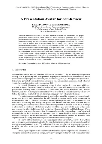 A Presentation Avatar for Self-Review Keisuke INAZAWA * &amp; Akihiro KASHIHARA  The University of