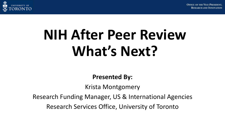 nih after peer review what s next