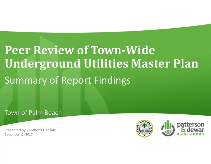 peer review of town wide underground utilities master plan