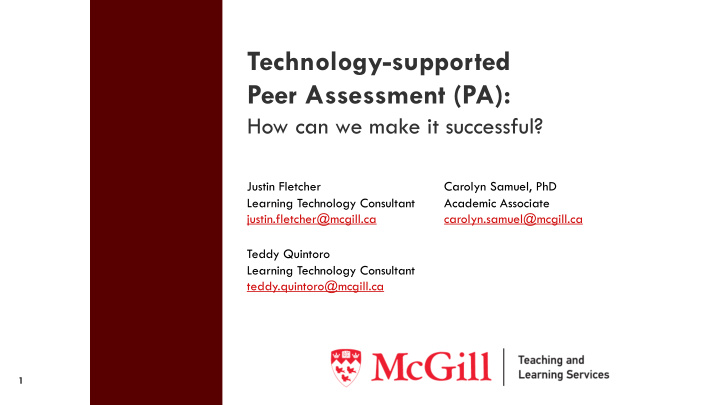 technology supported peer assessment pa