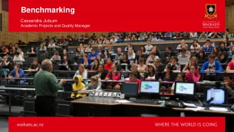 Benchmarking  Cassandra Jutsum  Academic Projects and Quality Manager  Benc  Benchmar  hmarking