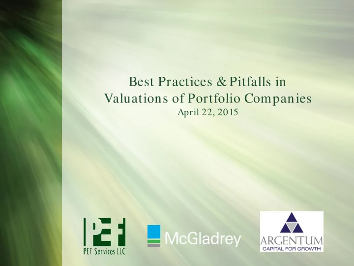 best practices pitfalls in valuations of portfolio