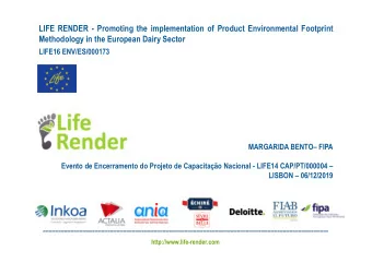 LIFE RENDER - Promoting the implementation of Product Environmental Footprint  Methodology in the
