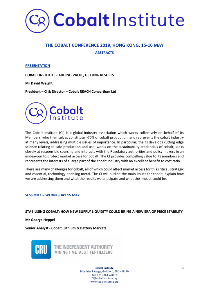 the cobalt conference 2019 hong kong 15 16 may