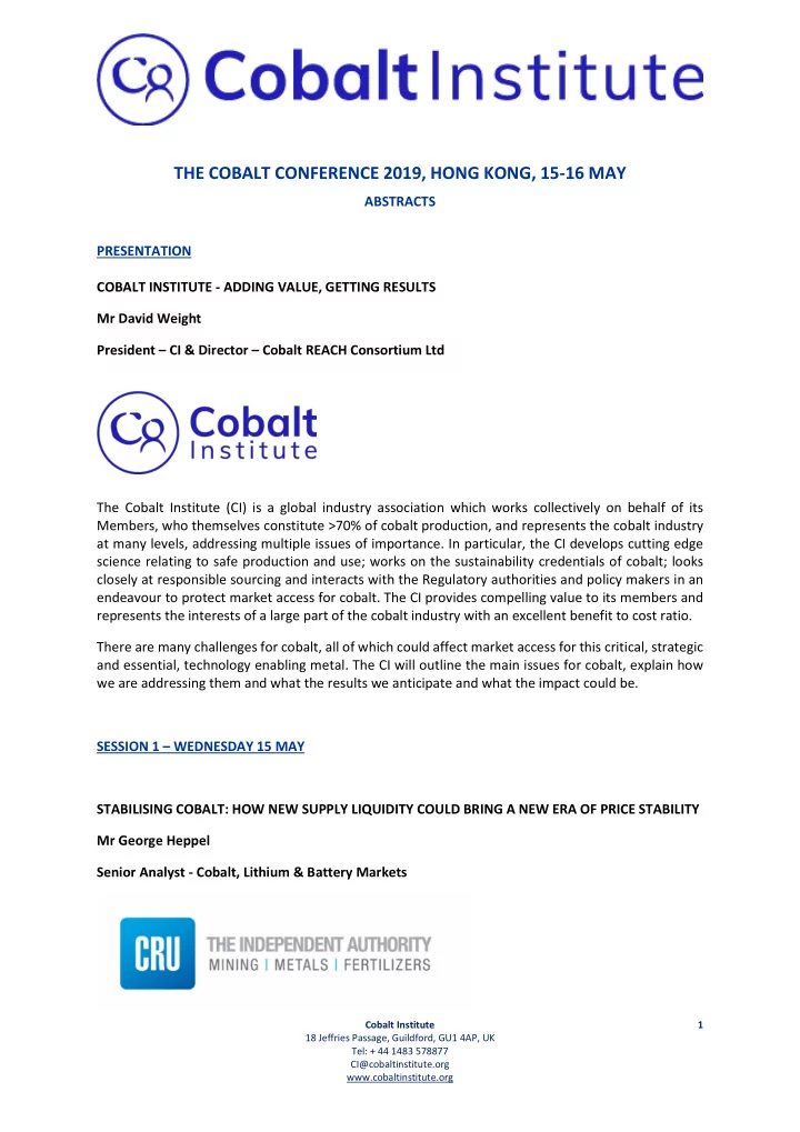 the cobalt conference 2019 hong kong 15 16 may
