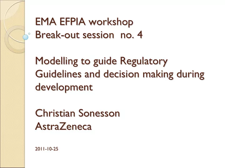 ema efpia workshop ema efpia workshop break out session