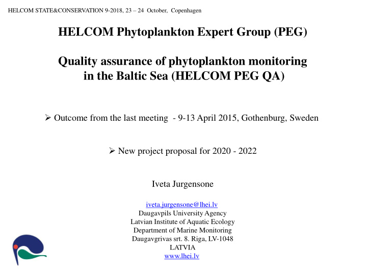 quality assurance of phytoplankton monitoring