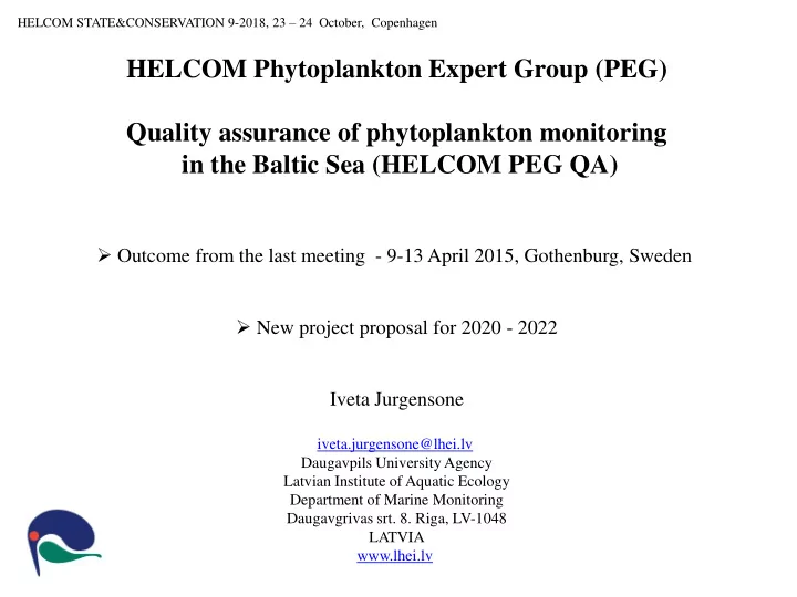 quality assurance of phytoplankton monitoring