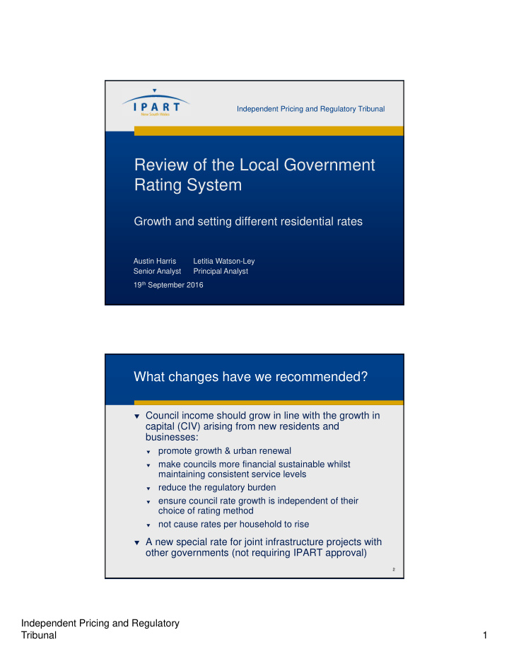 review of the local government rating system