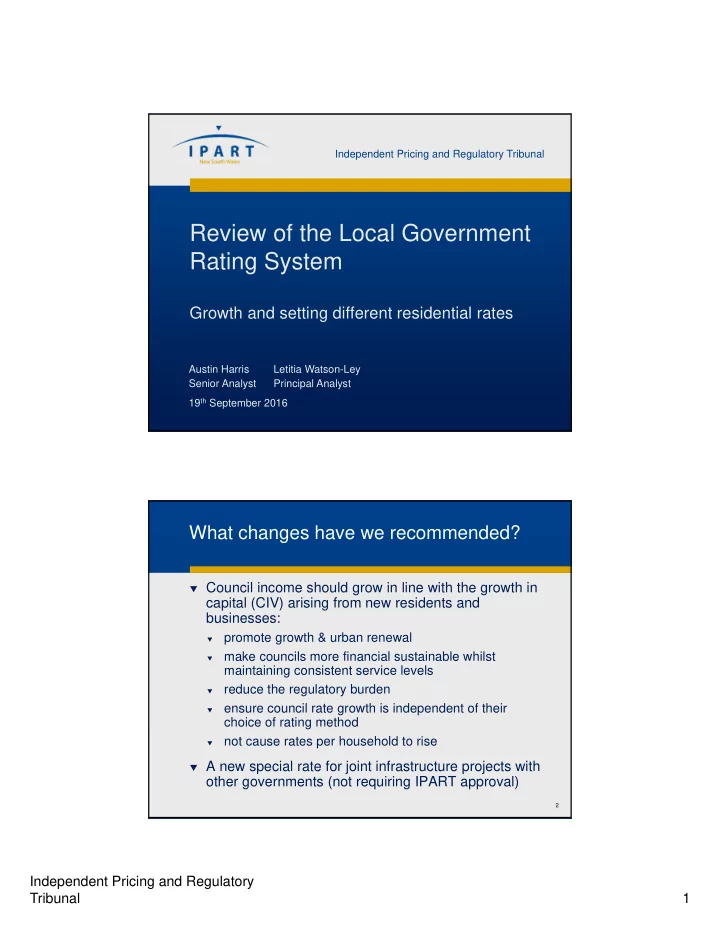 review of the local government rating system