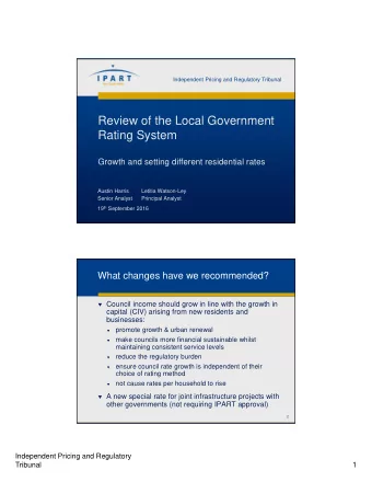 Review of the Local Government  Rating System  Growth and setting different residential rates