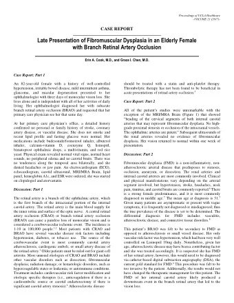 Late Presentation of Fibromuscular Dysplasia in an Elderly Female  with Branch Retinal Artery