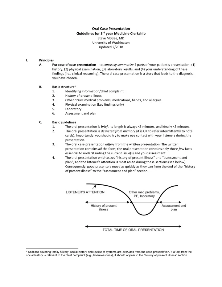 oral case presentation guidelines for 3 rd year medicine