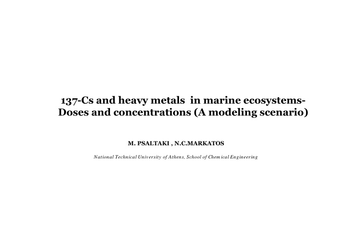 137 cs and heavy metals in marine ecosystems doses and