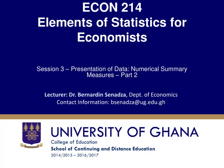 elements of statistics for
