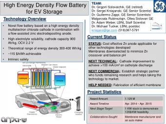 High Energy Density Flow Battery  Dr. Grigorii Soloveichik, GE (retired)  for EV Storage  Dr.