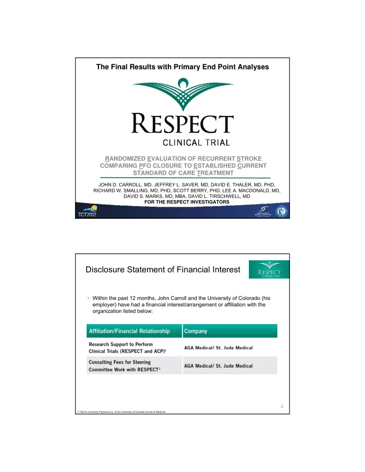 disclosure statement of financial interest