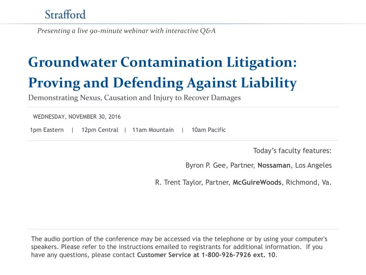 groundwater contamination litigation proving and