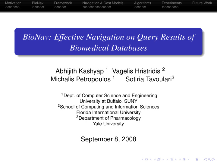 bionav effective navigation on query results of