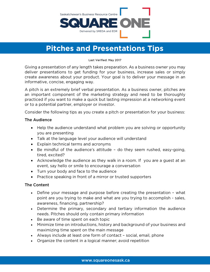 pitches and presentations tips