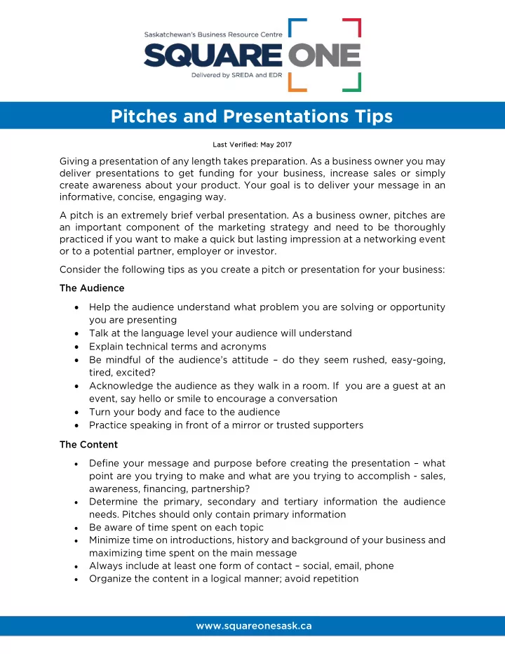 pitches and presentations tips