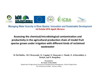 Assessing the chemical/microbiological contamination and  productivity in the agricultural
