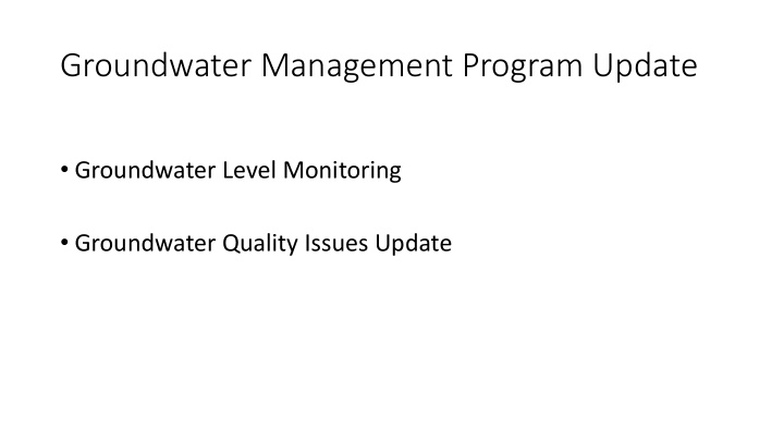 groundwater management program update