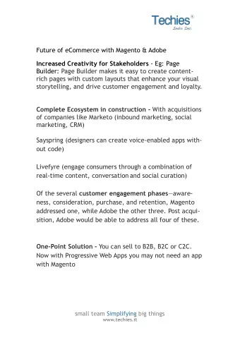 Future of eCommerce with Magento &amp; Adobe Increased Creativity for Stakeholders - Eg: Page