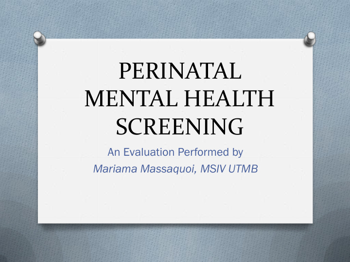 perinatal mental health screening