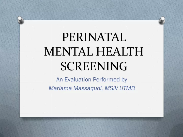 perinatal mental health screening