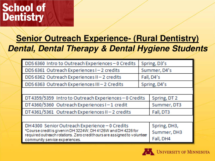 senior outreach experience rural dentistry dental dental