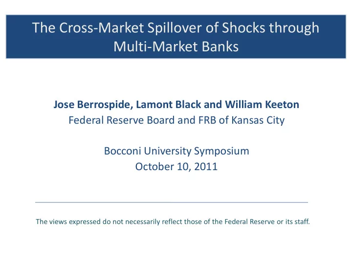 the cross market spillover of shocks through multi market