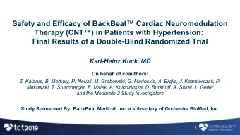 Safety and Efficacy of BackBeat Cardiac Neuromodulation  Therapy (CNT) in Patients with