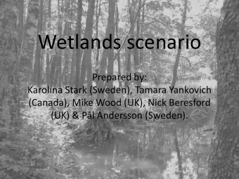 Wetlands scenario  Prepared by:  Karolina Stark (Sweden), Tamara Yankovich  (Canada), Mike Wood