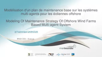 multi-agents pour les oliennes offshore  Modeling Of Maintenance Strategy Of Offshore Wind Farms