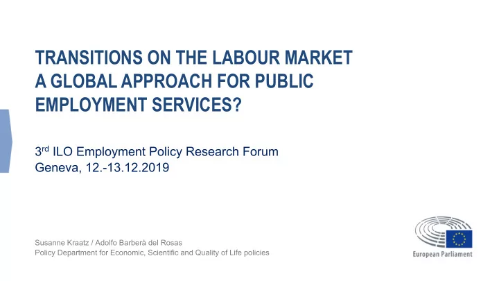 transitions on the labour market a global approach for
