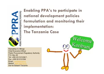 Welcome  Welcome  Karibuni  Karibuni  Ramadhan S. Mlinga  Chief Executive Officer  Public