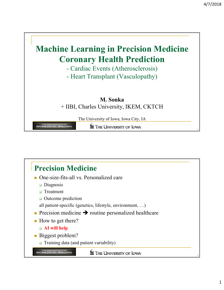machine learning in precision medicine coronary health
