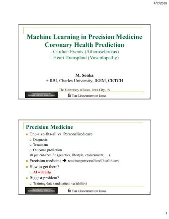 Machine Learning in Precision Medicine  Coronary Health Prediction  - Cardiac Events