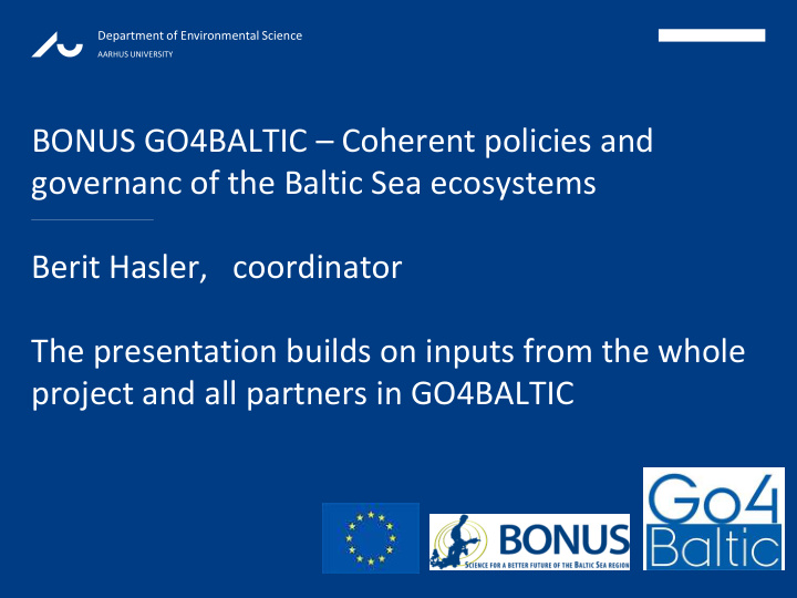 bonus go4baltic coherent policies and governanc of the