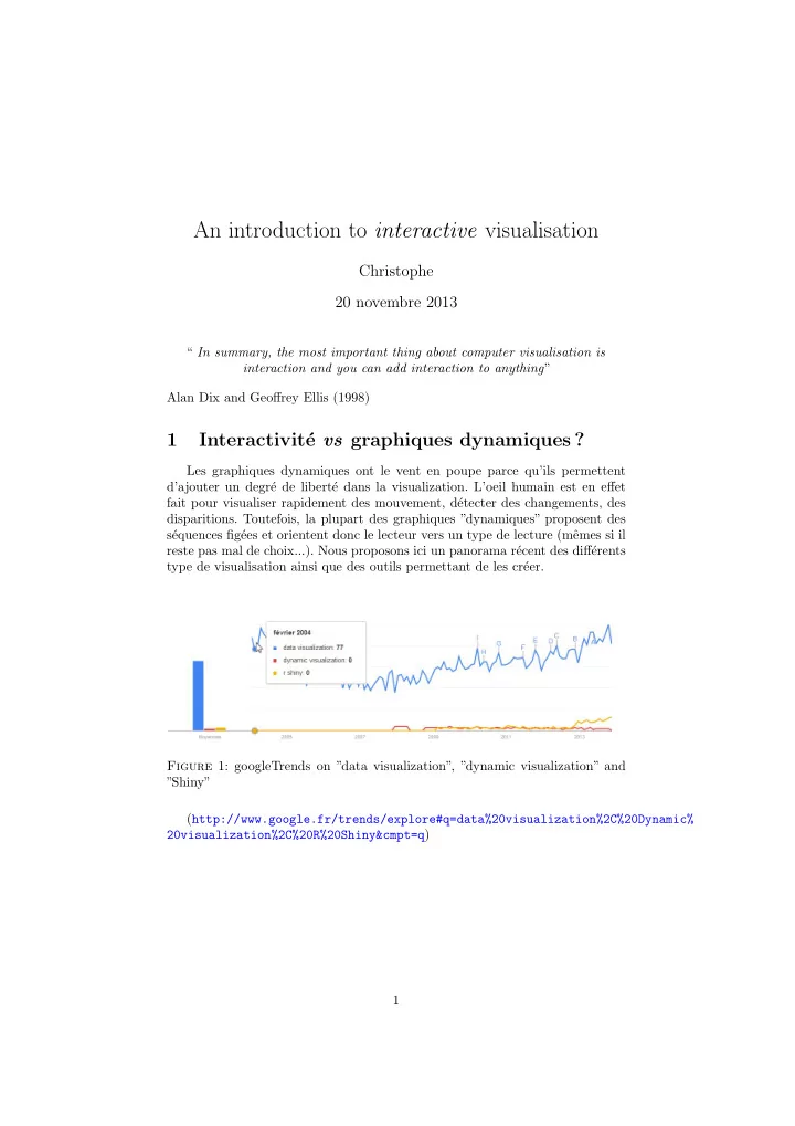 an introduction to interactive visualisation